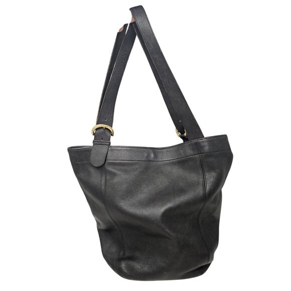 Vintage 90 Coach 4082 Soho Duffle Black Leather US Made Tote Bag Travel Commute - Picture 1 of 9